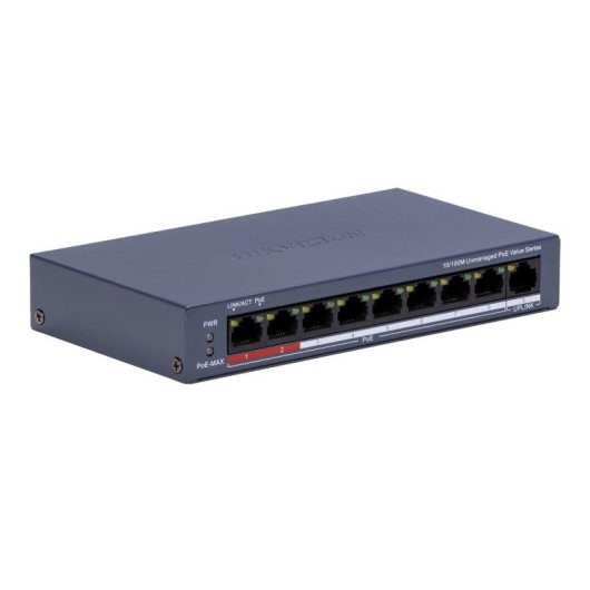 Switch Hikvision DS-3E0109P-E/M(C) 8 ports PoE 10/100 Mbps + 1 Uplink RJ45 Bleu