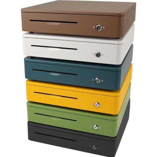 Caisse Olympia M405 Métallique Blanc 4 Compartiments Billets 8 Monnaies Électronique