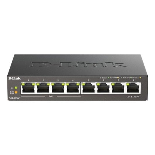 Switch D-Link DGS-1008P 8 Ports Gigabit PoE Desktop Schwarz