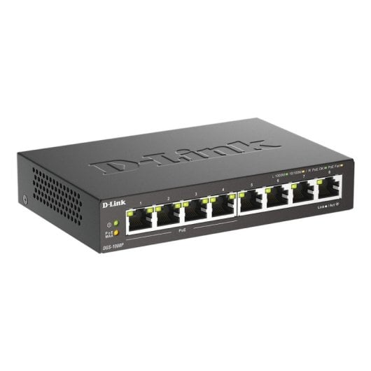 Switch D-Link DGS-1008P 8 Ports Gigabit PoE Desktop Schwarz