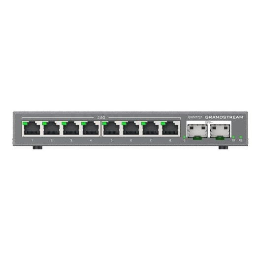 Switch Grandstream GWN7721 8 ports 2.5G, 2 ports 10G SFP+, boîtier métal