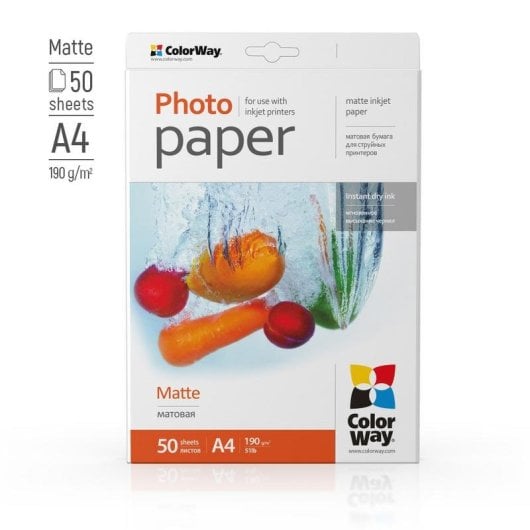 Papel fotográfico Colorway PM190050A4 mate A4 190 g/m² 50 folhas alta opacidade