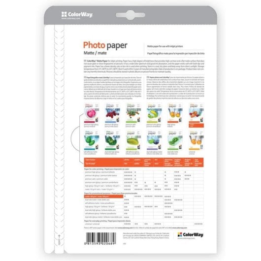 Papel fotográfico Colorway PM190050A4 mate A4 190 g/m² 50 folhas alta opacidade