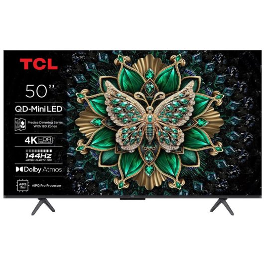 TV TCL QD Mini LED 50C61K 50" 4K UltraHD 144Hz Smart TV Google TV HDR10 Dolby Vision