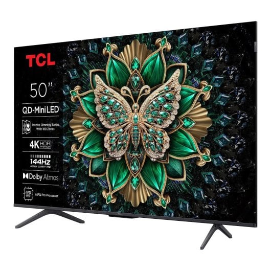 TV TCL QD Mini LED 50C61K 50" 4K UltraHD 144Hz Smart TV Google TV HDR10 Dolby Vision