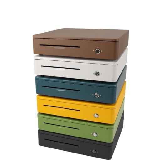 Caisse Olympia M405 métallique bleue 4 billets 8 pièces électronique