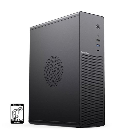 Caixa CoolBox T100 Slim Micro ATX USB-C 3.2 Gen1 Full Metal Preta