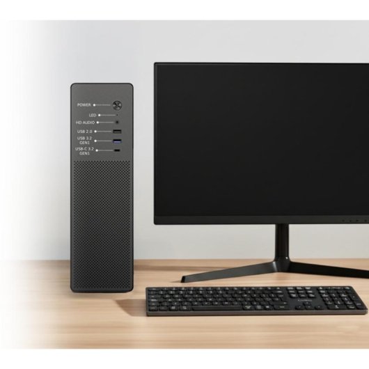 Caixa CoolBox T100 Slim Micro ATX USB-C 3.2 Gen1 Full Metal Preta