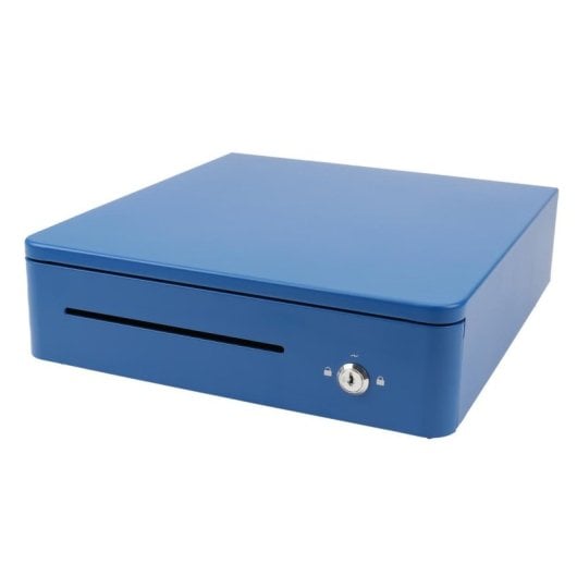 Caisse Olympia S330 Bleu 4 compartiments billets 8 pièces métallique sécurisé