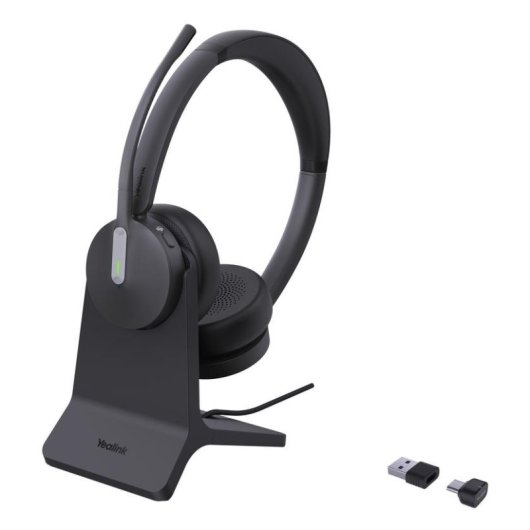 Auricolari Yealink BH70 Dual wireless Bluetooth con Cancellazione Rumore, microfono e base neri