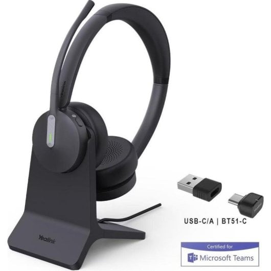 Auricolari Yealink BH70 Dual wireless Bluetooth con Cancellazione Rumore, microfono e base neri