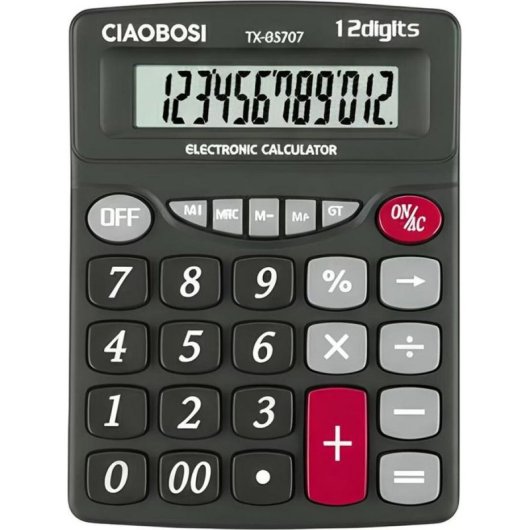 Calculatrice de bureau Avizar TX-03707 12 chiffres écran LCD noir