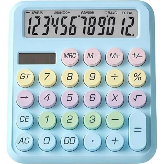 Calculatrice Avizar TX-03704 12 chiffres Bleu Macaron Solaire et Piles