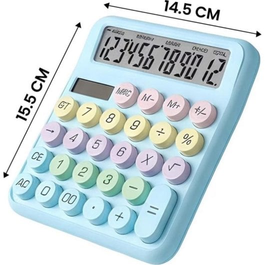 Calculatrice Avizar TX-03704 12 chiffres Bleu Macaron Solaire et Piles