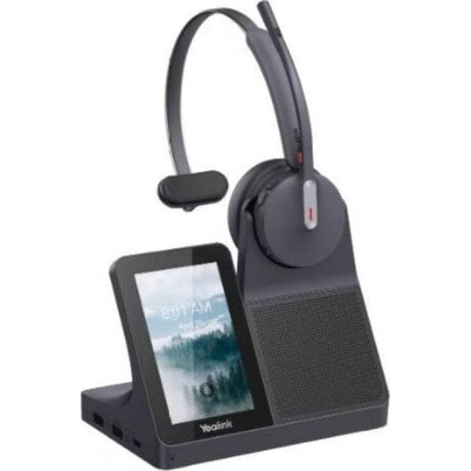 Auricolari Yealink WH64 Dual wireless e cablati Bluetooth per chiamate e musica con microfono e base di ricarica neri