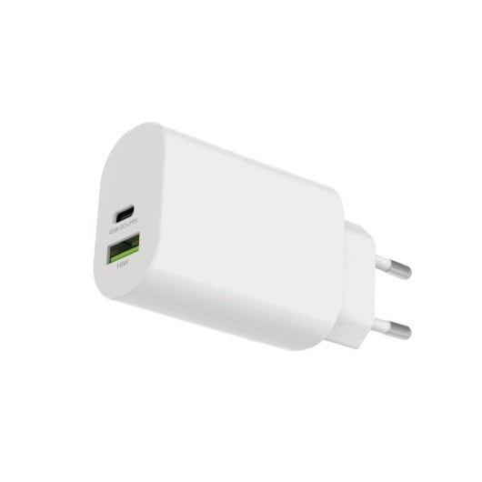 Contact 45w Cargador De Red, Gan, Pps, Power Delivery, 1 X Usb-c + 1 X Usb-a, Blanco
