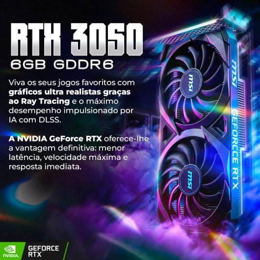PC de bureau PC Racing Cosmo AMD Ryzen 5 5500 16GB 512GB SSD RTX 3050 Windows 11 Pro WiFi