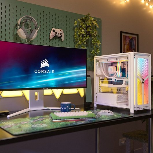 Torre Corsair FRAME 4000X RS Blanca ARGB Vidrio Templado Modular ATX