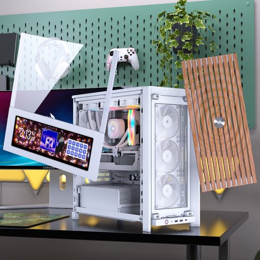 Torre Corsair FRAME 4000X RS Blanca ARGB Vidrio Templado Modular ATX