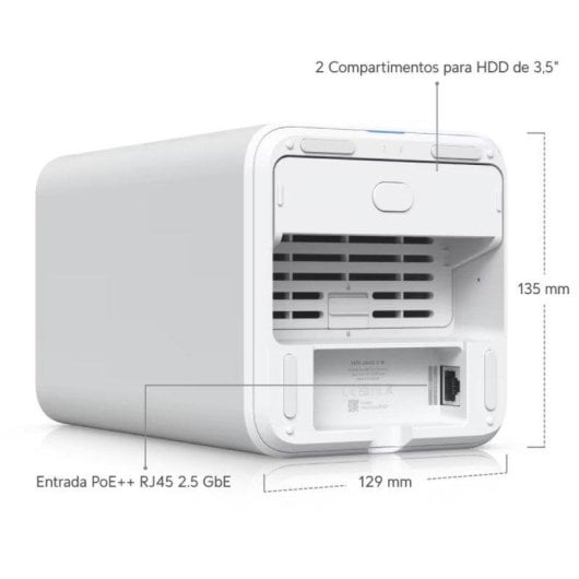 NAS Ubiquiti UNAS-2 2 Bay 3.5'' ARM Cortex-A57 4GB 2.5GbE USB-C Bianco