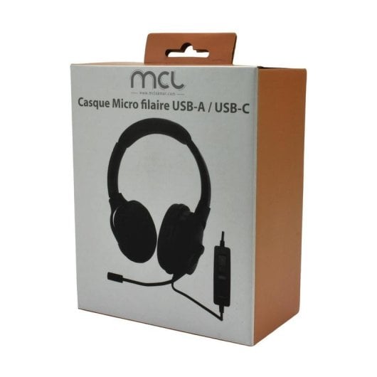 Casque MCL MK1A99AZZZCSQMUSB filaire USB-A/USB-C pour bureau et usage quotidien noir