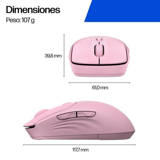Ratón HP 400 Inalámbrico Dual Bluetooth/USB 2.4GHZ Silencioso Batería 24 Meses 6000DPI Silicona Suave Rosa