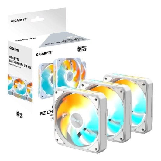 Ventilador suplementar Gigabyte GP-GBT EZFAN1203 ICE 120mm 2200RPM LED branco pack 3