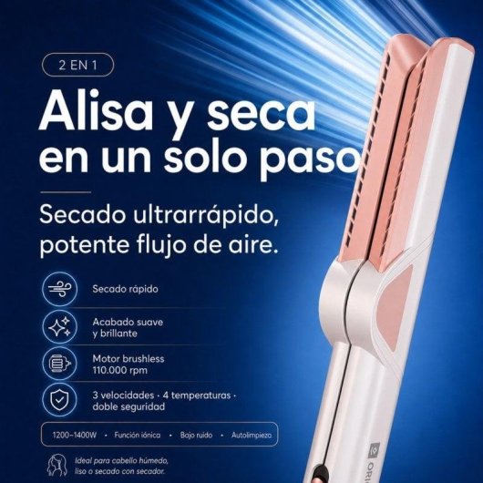 Origial Care&Beauty Style 6in1 Plancha de pelo con aire, 1400W, rosa