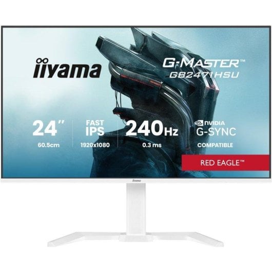 Monitor iiyama GB2471HSU-W1 24" FullHD 240Hz Fast IPS HDR10 G-SYNC FreeSync 0,3ms Weiß