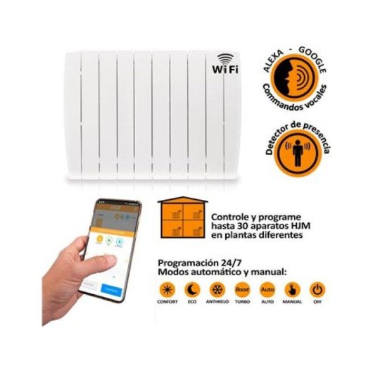 Emisor Térmico Hjm INDALS500 WIFI DIRECT 500W 3 Elementos Wifi Programable Alexa Google