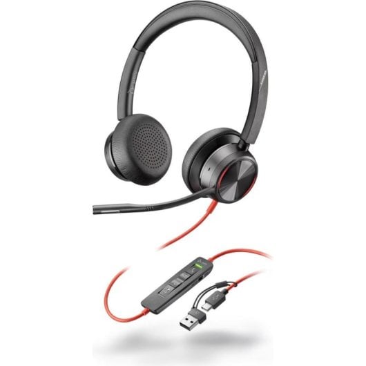 Casque Poly BW 8225 filaire USB-C/USB-A avec Réduction de Bruit et contrôle d'appels noir
