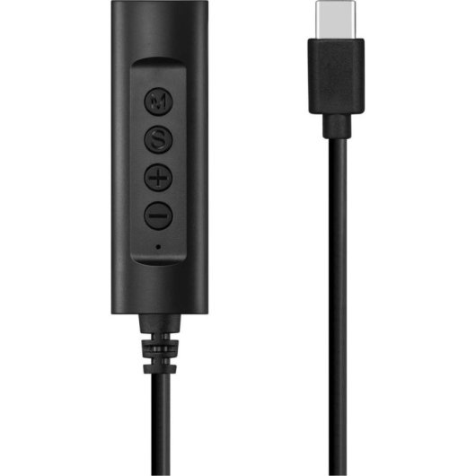 Adaptador Sandberg 136-73 con cable USB-C a Jack 3,5 mm, control de volumen y micrófono, negro