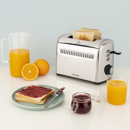 Tostadora HKoenig TOAS9 Acero Inoxidable Vintage 2 Rebanadas Ranuras Anchas 950W