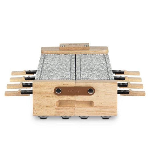 Raclette HKoenig WOD362 Drehbare Basis 180° Natursteinplatten Holzdesign 1400 W