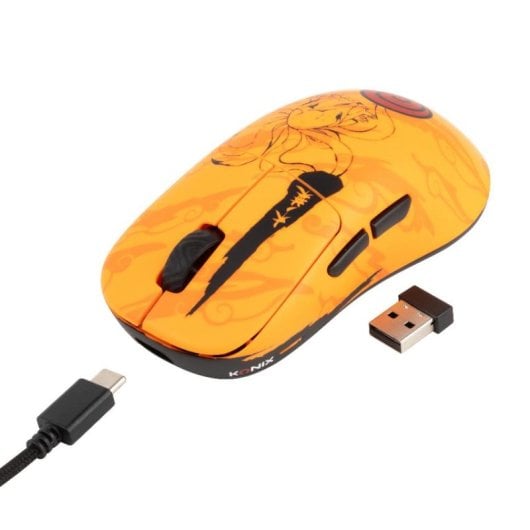 Ratón Konix Naruto 80389000014 Inalámbrico USB-C 26000 DPI Naranja RGB 7 Botones