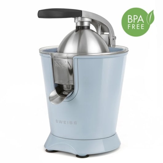 Espremedor de fruta elétrico Sweiss Zest6 de 160 W com braço de pressão e sistema anti-gotejamento.