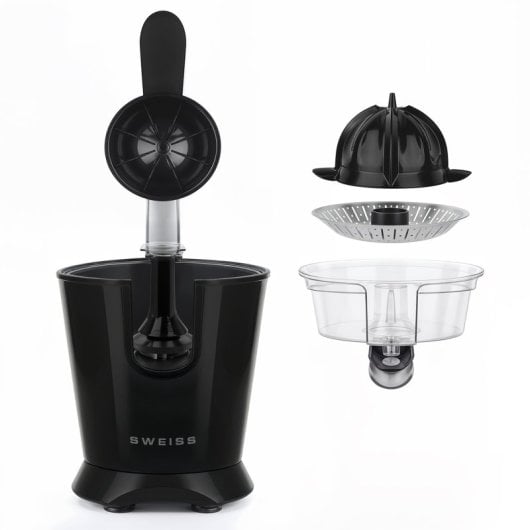 Espremedor elétrico Sweiss Zest9 de 160 W com braço de pressão e sistema anti-gotejamento.