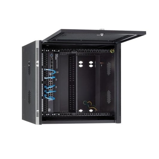 Armário rack StarTech RK1224WALHM mural 12U 4 postes ventilado preto