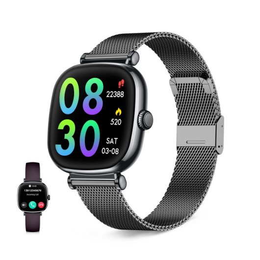 Ksix Iria Go Bluetooth 1.7'' AMOLED Preto Caixa Metal, Correia Silicone Roxa Autonomia 4 Dias SpO2