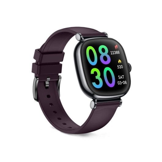 Ksix Iria Go Bluetooth 1.7'' AMOLED Preto Caixa Metal, Correia Silicone Roxa Autonomia 4 Dias SpO2