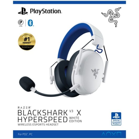 Auriculares Razer BlackShark V3 X HyperSpeed for PlayStation inalámbricos gaming sonido 7.1 blancos