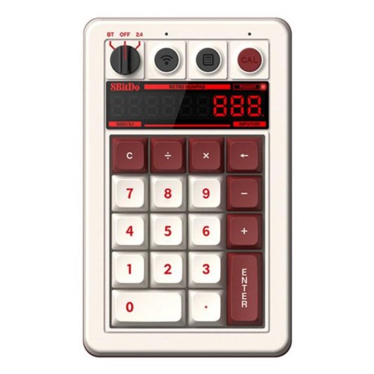 Teclado 8Bitdo Retro 18 Fami Edition mecânico sem fios com calculadora e ecrã LED