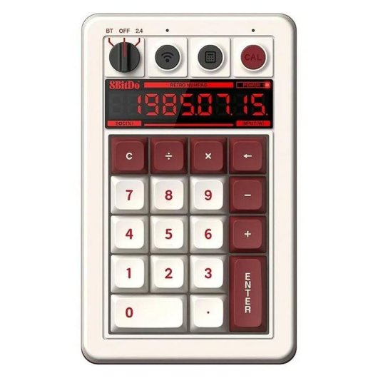 Teclado 8Bitdo Retro 18 Fami Edition mecânico sem fios com calculadora e ecrã LED