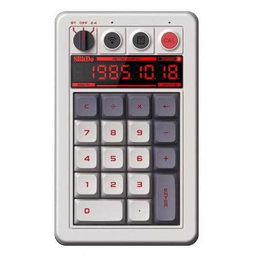 Teclado 8Bitdo Retro 18 mecânico sem fios com modo calculadora e ecrã LED