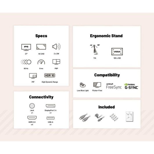 Monitor JAPANNEXT JN-IPS2709UHDR 27" UltraHD 4K 60Hz IPS HDR 8ms Lautsprecher