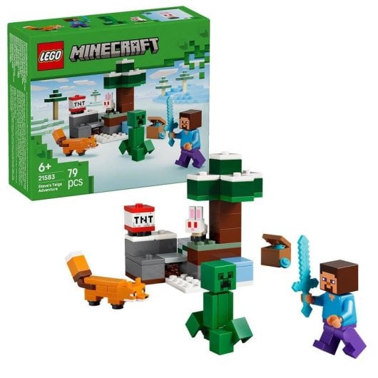 Set LEGO Minecraft 21583 Steve Aventure Taïga 79 pièces Minifigurines