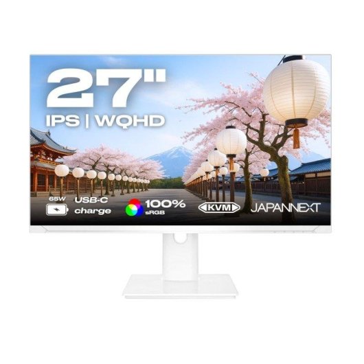 Monitor JAPANNEXT JN-i27QR-C65W-HSP-W 27" WQHD 75Hz IPS Branco USB-C 65W 8ms