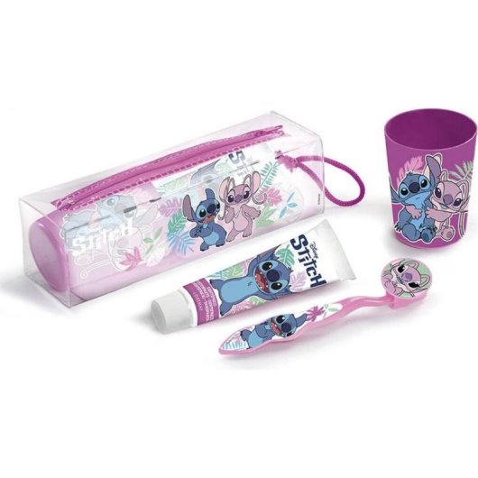 Set de higiene infantil Disney Stitch 4 peças multicolor com nécessaire