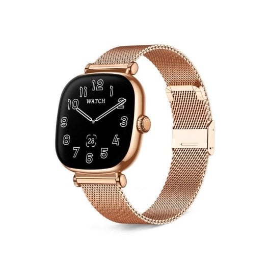 Ksix Iria Go Bluetooth 43mm AMOLED Caixa Dourada Correa Metálica e Silicone Preta SpO2