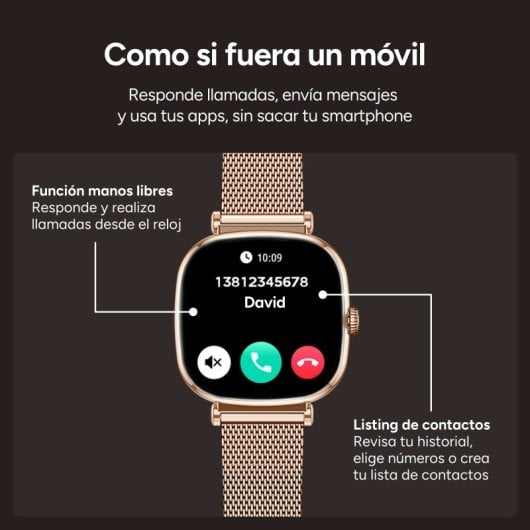Ksix Iria Go Bluetooth 43mm AMOLED Caixa Dourada Correa Metálica e Silicone Preta SpO2